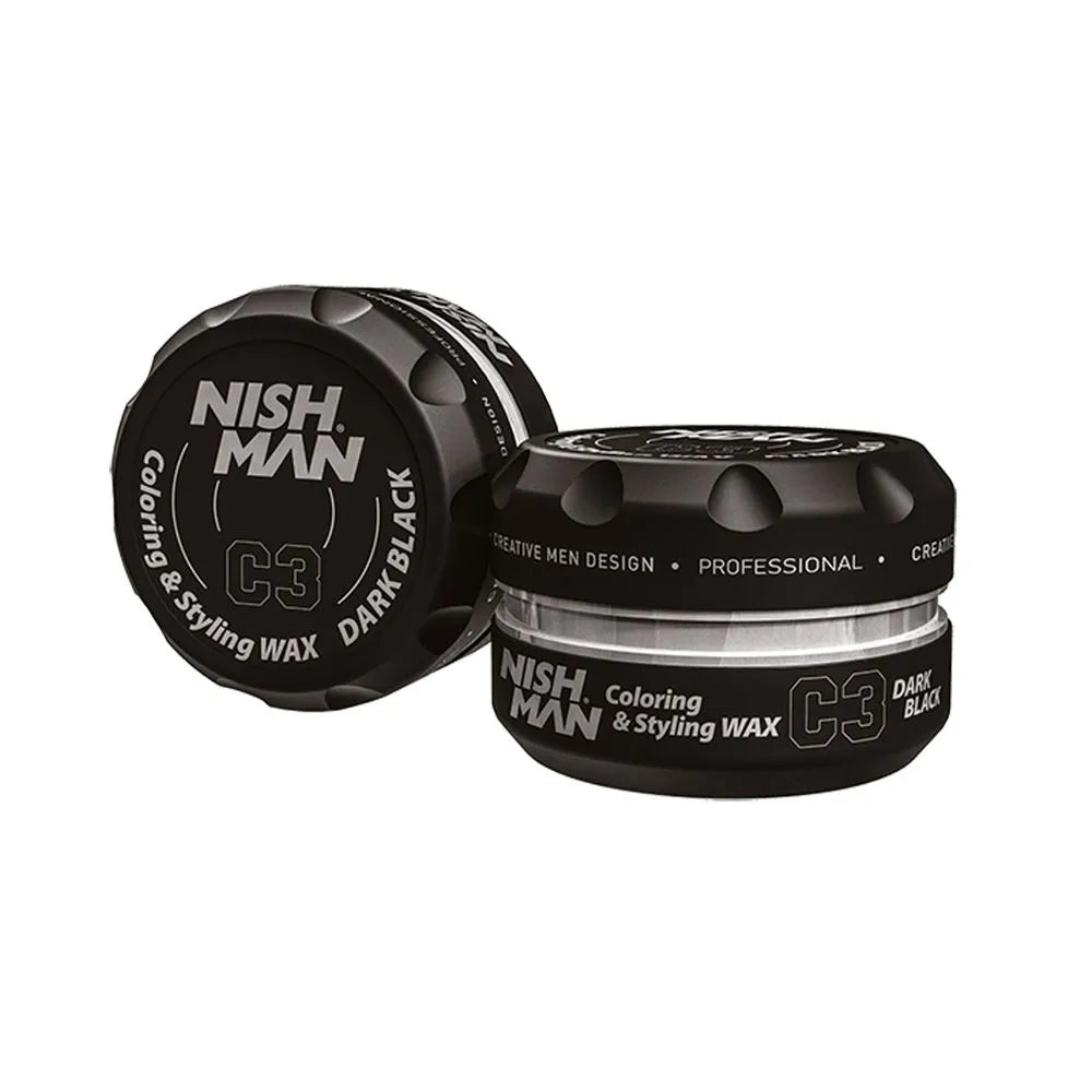 Cera para Cabello Nishman Black C3 (Tiñe Canas Color Negro) 100ml