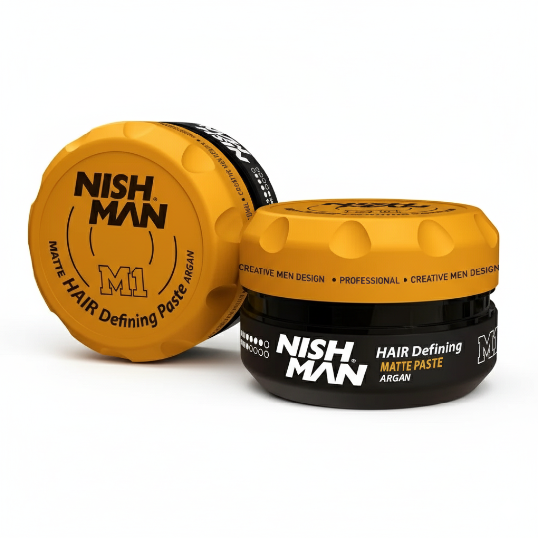 Kit de Estilo Masculino Completo Nishman + ADCAN | Cera M1 + Polvo P1 + Sea Salt Spray | Pack Grooming Hombre