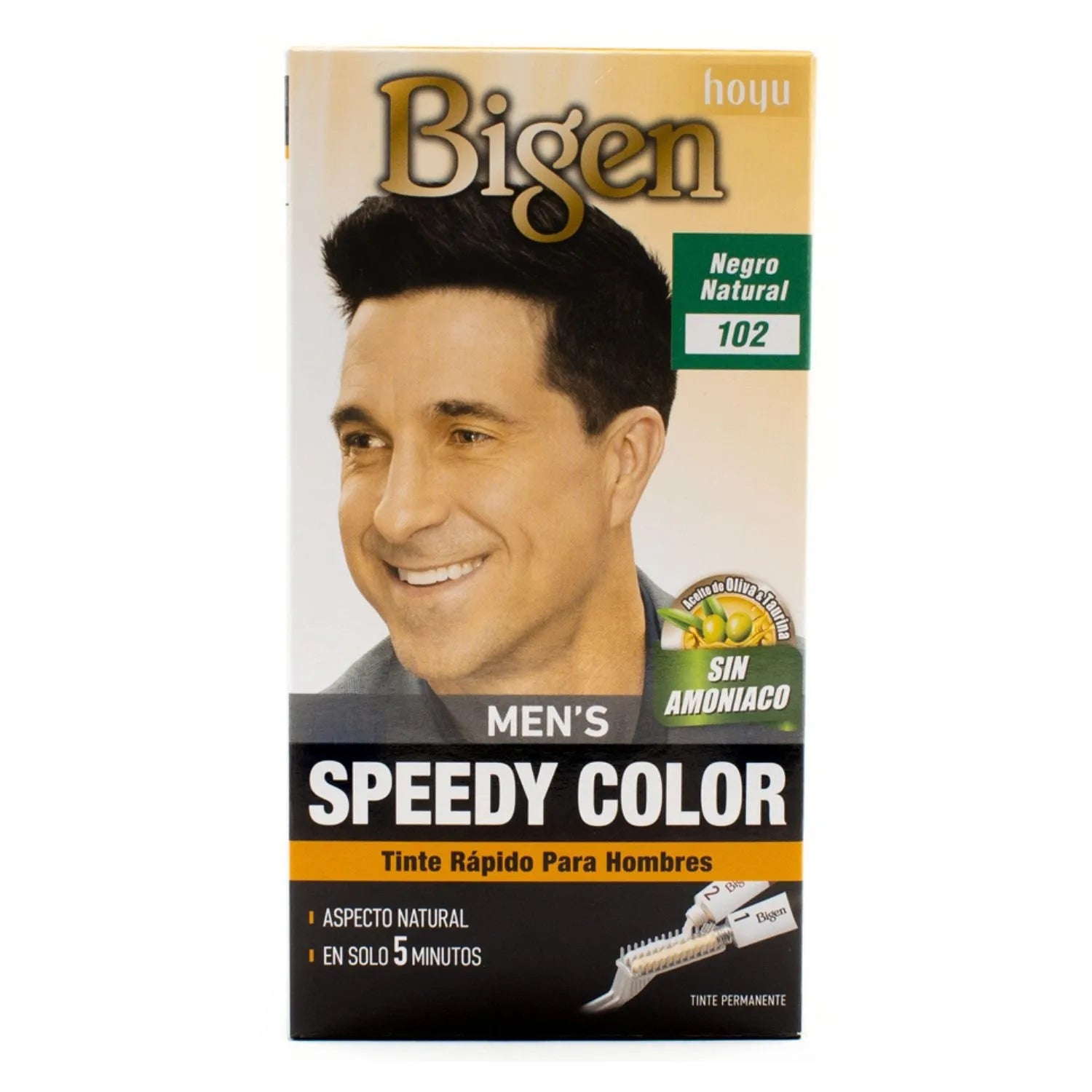Tinte de cabello en crema Bigen Mens Speedy Color 102 Negro Natural